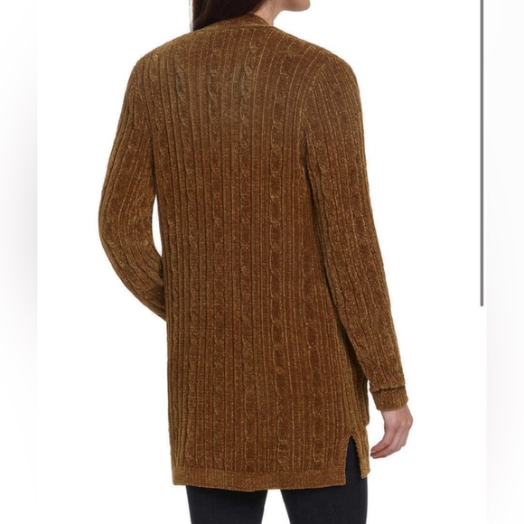Women’s Long Cardigan Matty M Chenille Sweater w Pockets Size XXL Tan Brown NWT - Picture 3 of 6